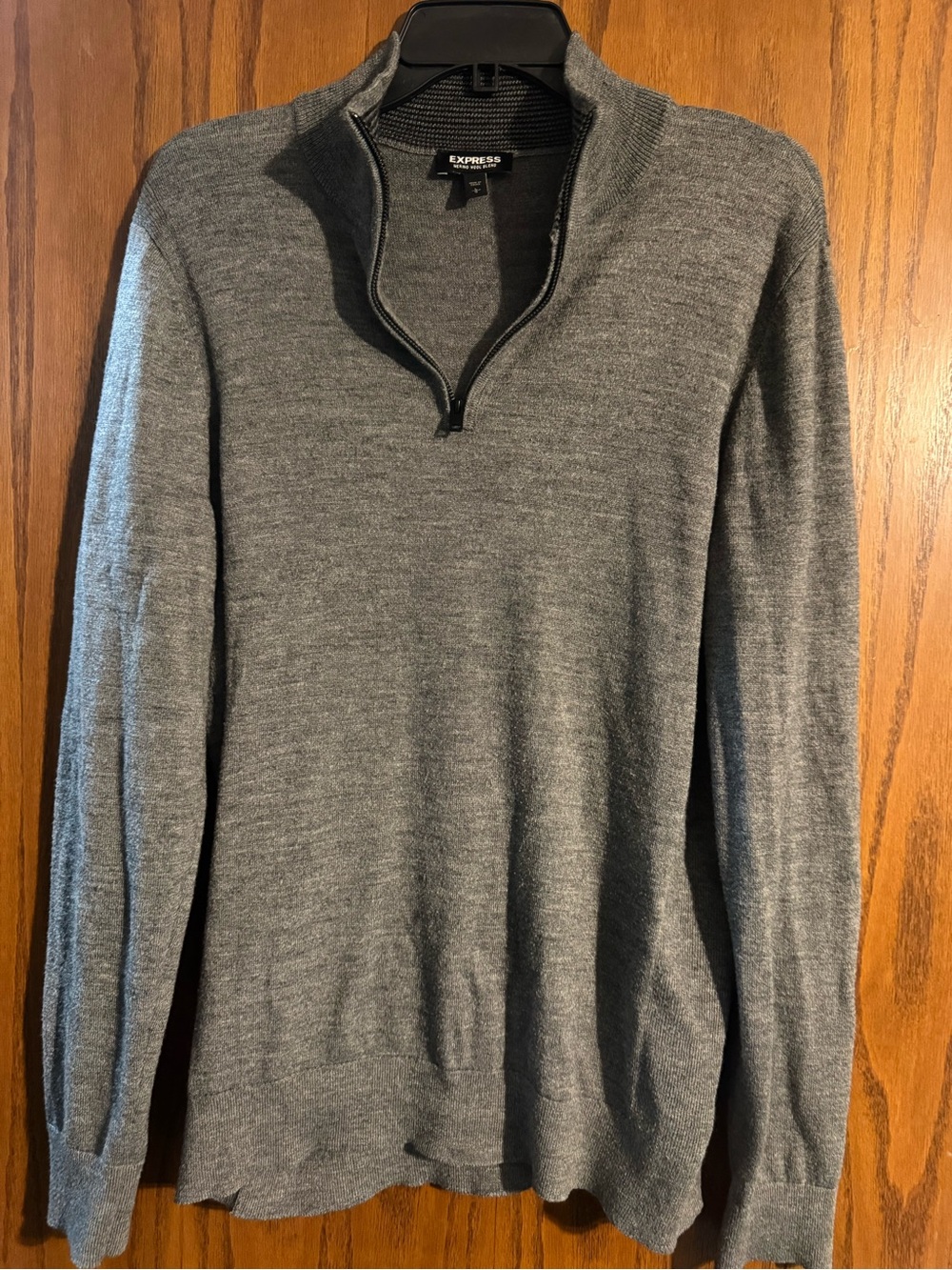 Express Men's Charcoal Gray Quarter-Zip Sweater